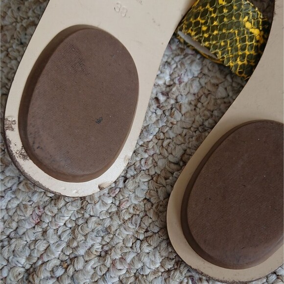 TIBI Cedric yellow Snake-Embossed Flat Sandals size 38 - Picture 11 of 12